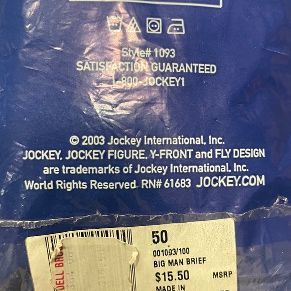 Vintage 2003 Jockey Classic Big Man White Briefs Y Fly size 50 NWT NOS - Picture 6 of 6